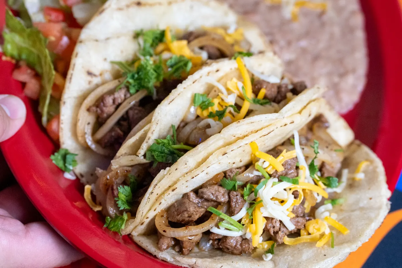 Steak tacos close up